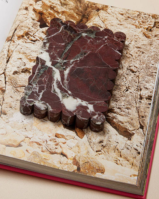 scalloped marble tray rosso