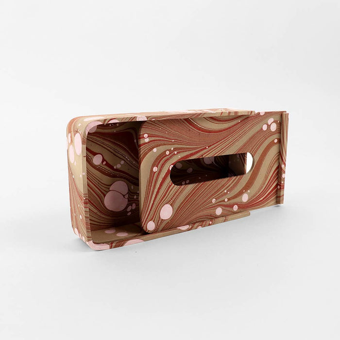 Hand Marbled Tissue Box Terracotta