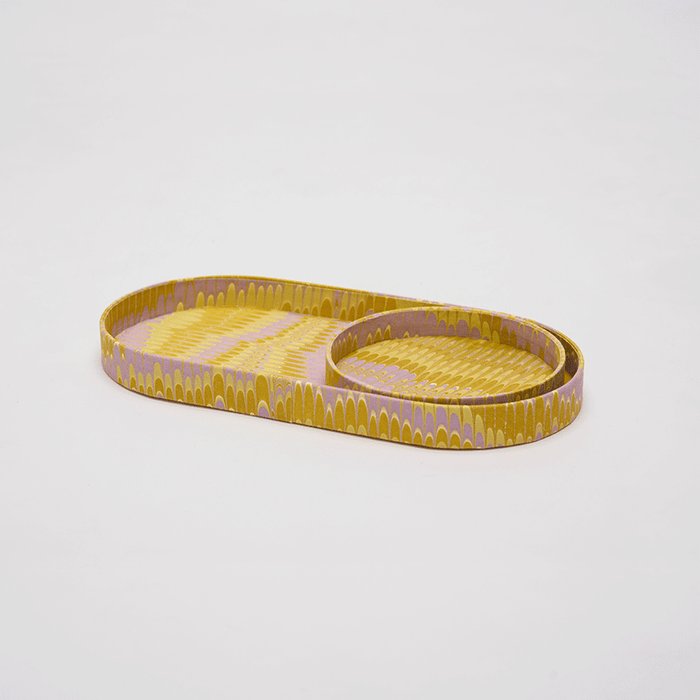 Hand Marbled Paper Tray Yellow