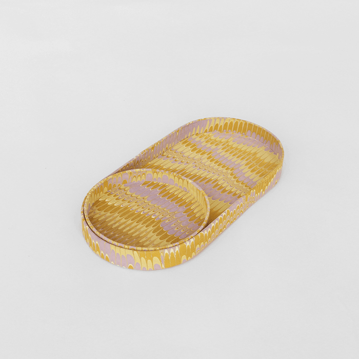 Hand Marbled Paper Tray Yellow