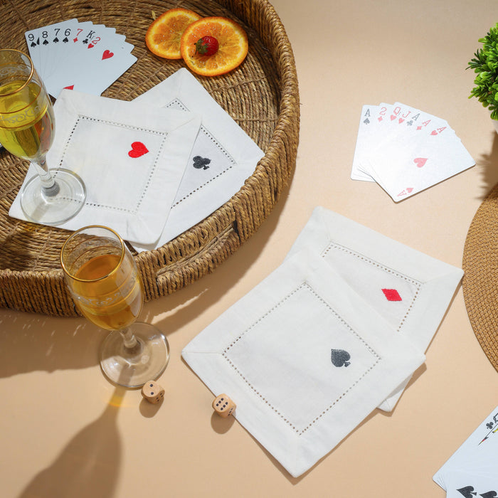 Geborduurde cocktailservetten Playing Cards