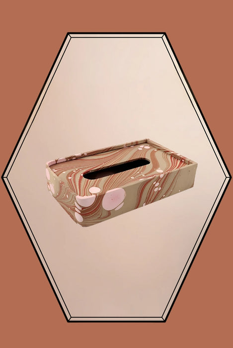 Hand Marbled Tissue Box Terracotta