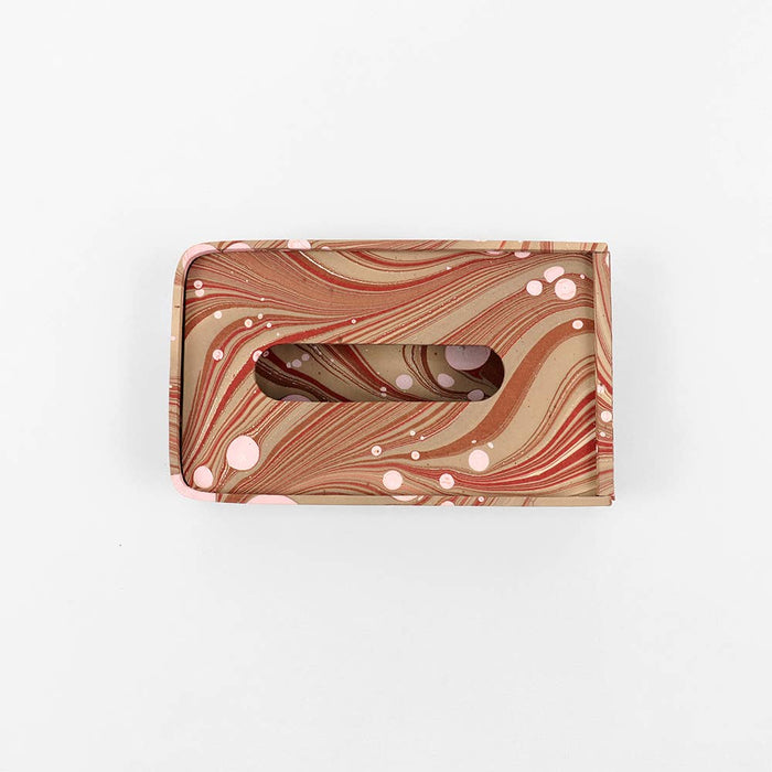 Hand Marbled Tissue Box Terracotta