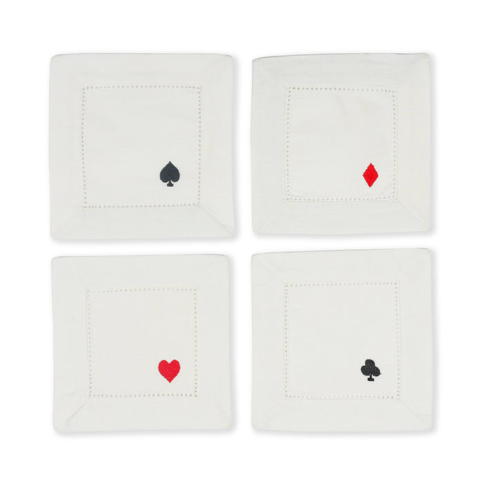 Geborduurde cocktailservetten Playing Cards