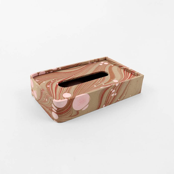 Hand Marbled Tissue Box Terracotta