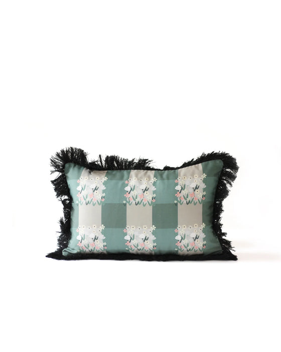 Gingham Silk Cushion Mint